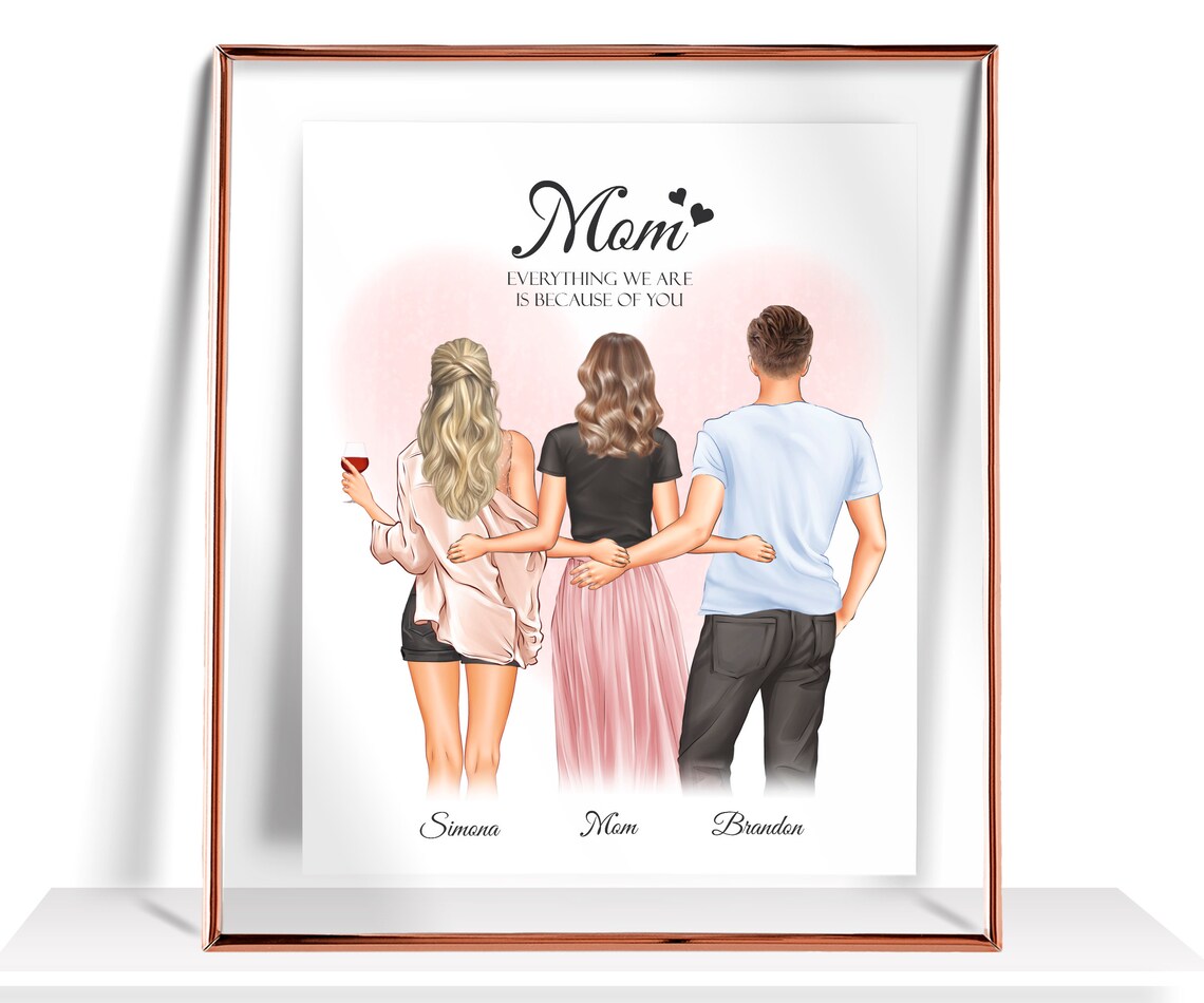 Mom Everything We Are Is Because of You Daughter Son Family Print