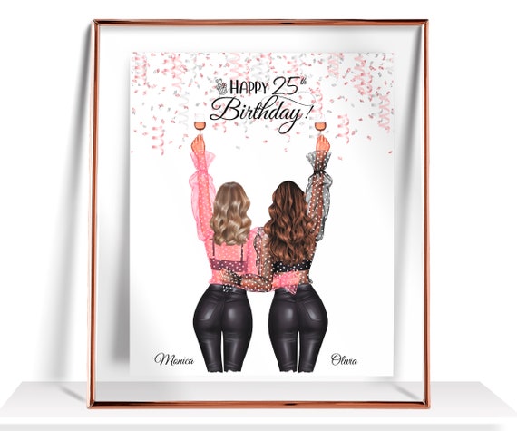 Best Friend Birthday Gifts25th Birthday Gift For Her Personalized Birthday Gift Custom Sister Birthday Gift Happy Birthday Print