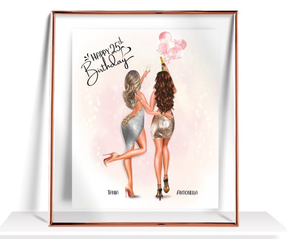 25th Birthday Gift For Her Best Friend Birthday Gifts Personalized Birthday Gift 25th Birthday Card 25th Birthday Print Happy 25th Birthday