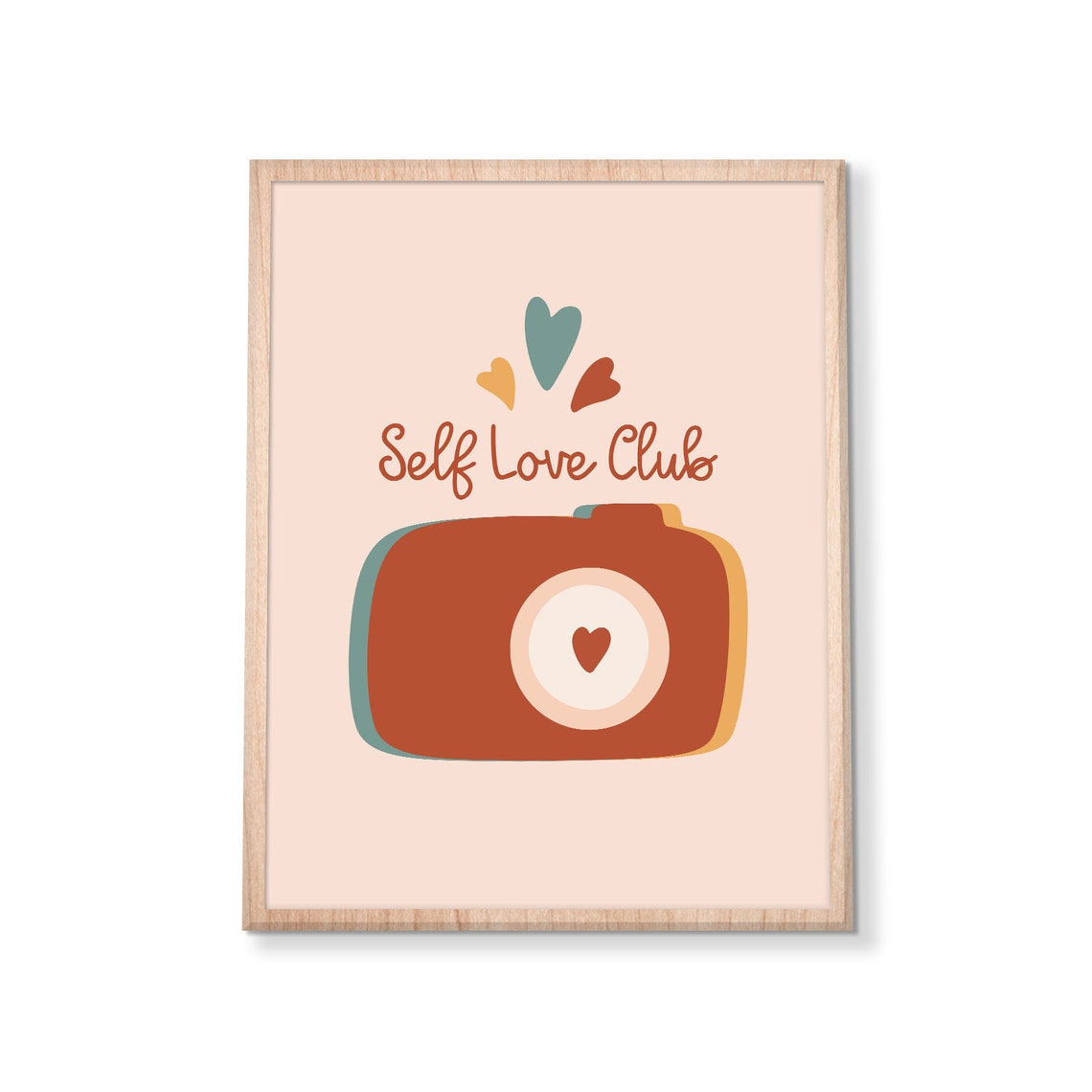 Self Love Club Camera Heart Retro Typography Blush Pink Poster - Image 3