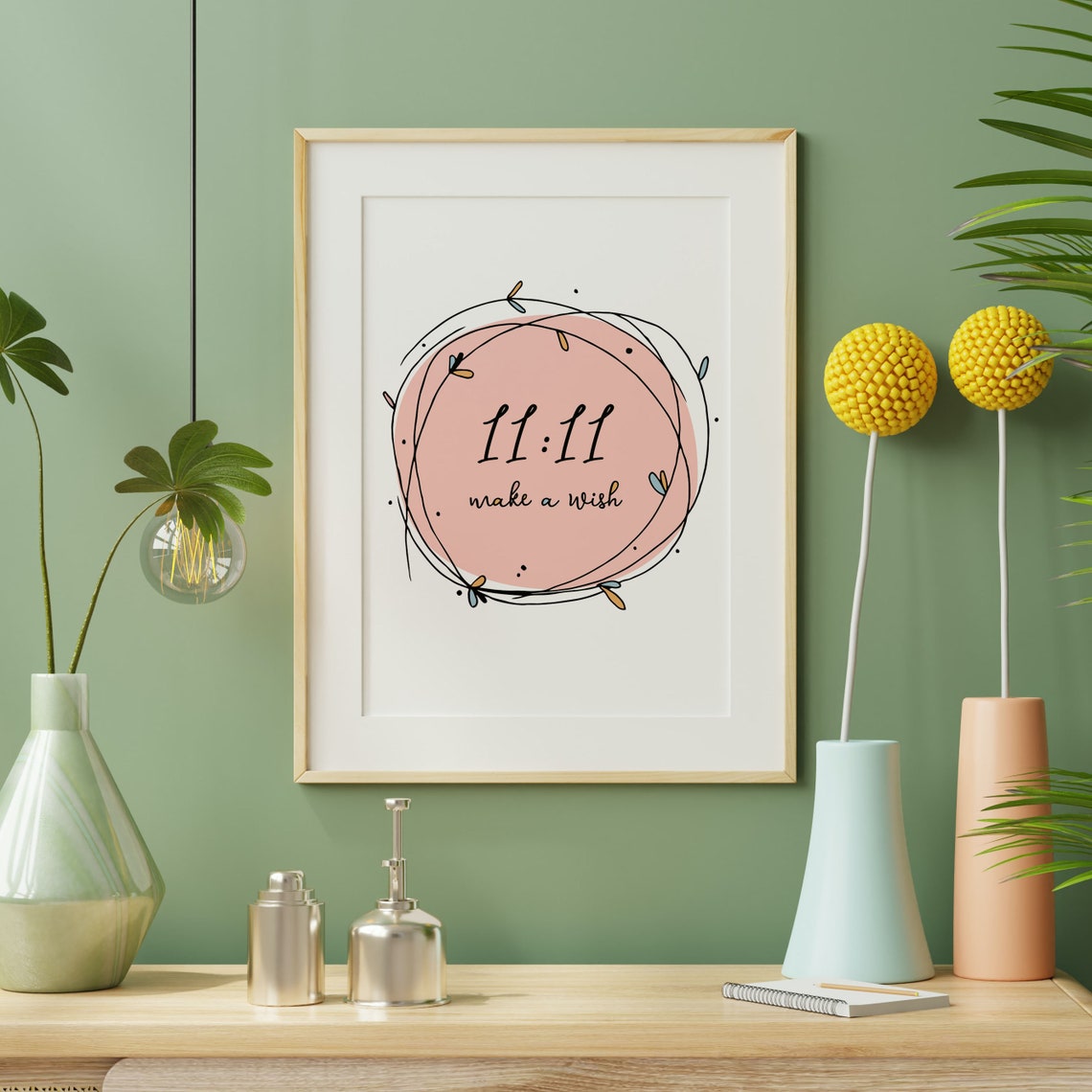 11:11 Make A Wish Blush Pink Angel Number Manifestation Poster - Image 2