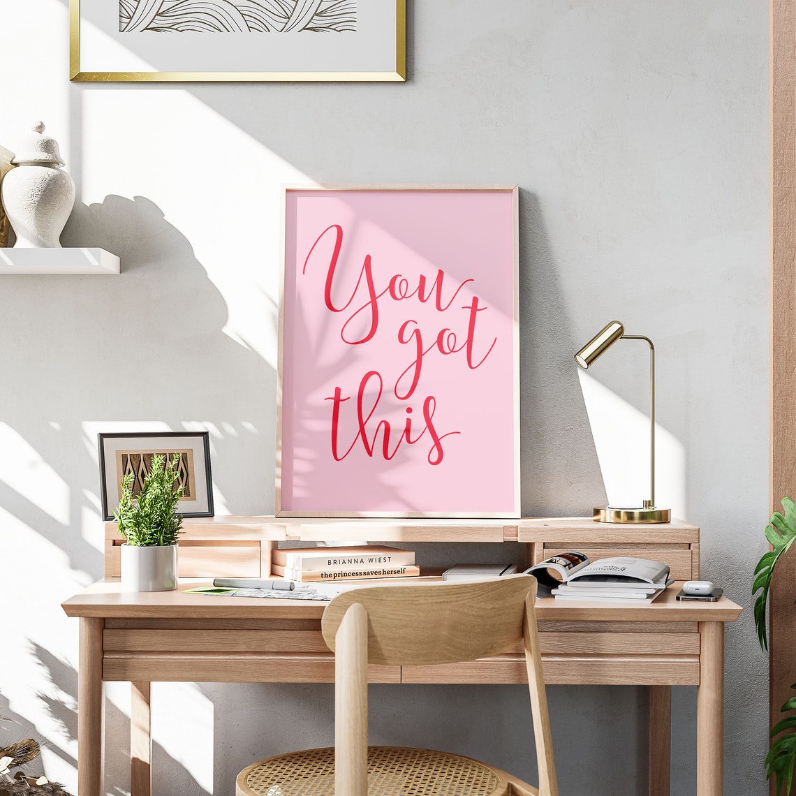 You Got This Elegant Pink Script Encouragement Quote Wall Art - Image 3