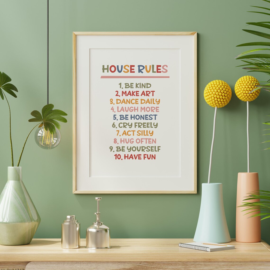 House Rules Poster Cute Colorful List Kids Room Living Room Decor - Image 2