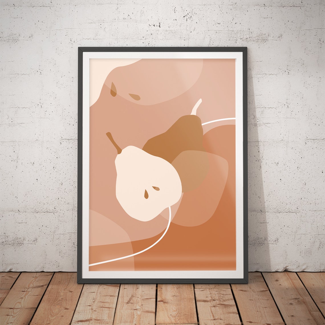 Abstract Pear Shapes in Terracotta Tones Botanical Art Poster