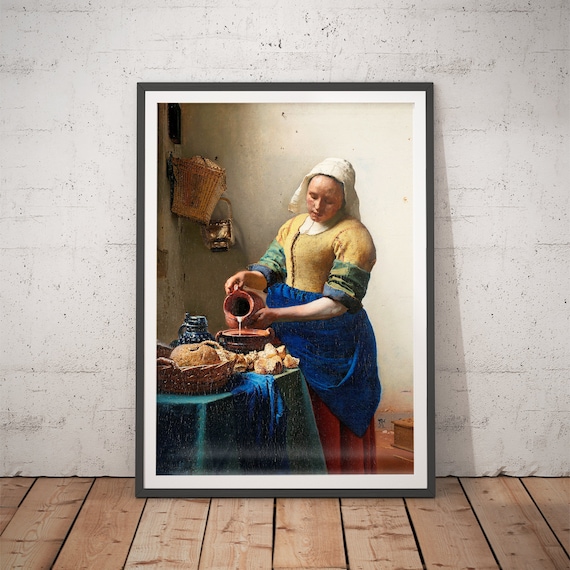 The Milkmaid Print Johannes Vermeer Vintage Wall Art Classic Paintings Renaissance Prints Large Home Decor