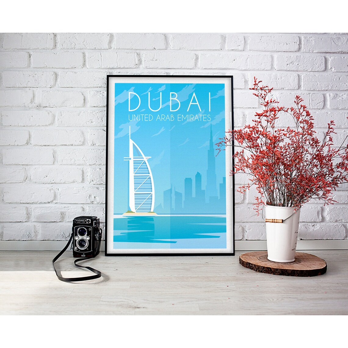 Dubai United Arab Emirates Minimalist Skyline Travel Wall Art - Image 2