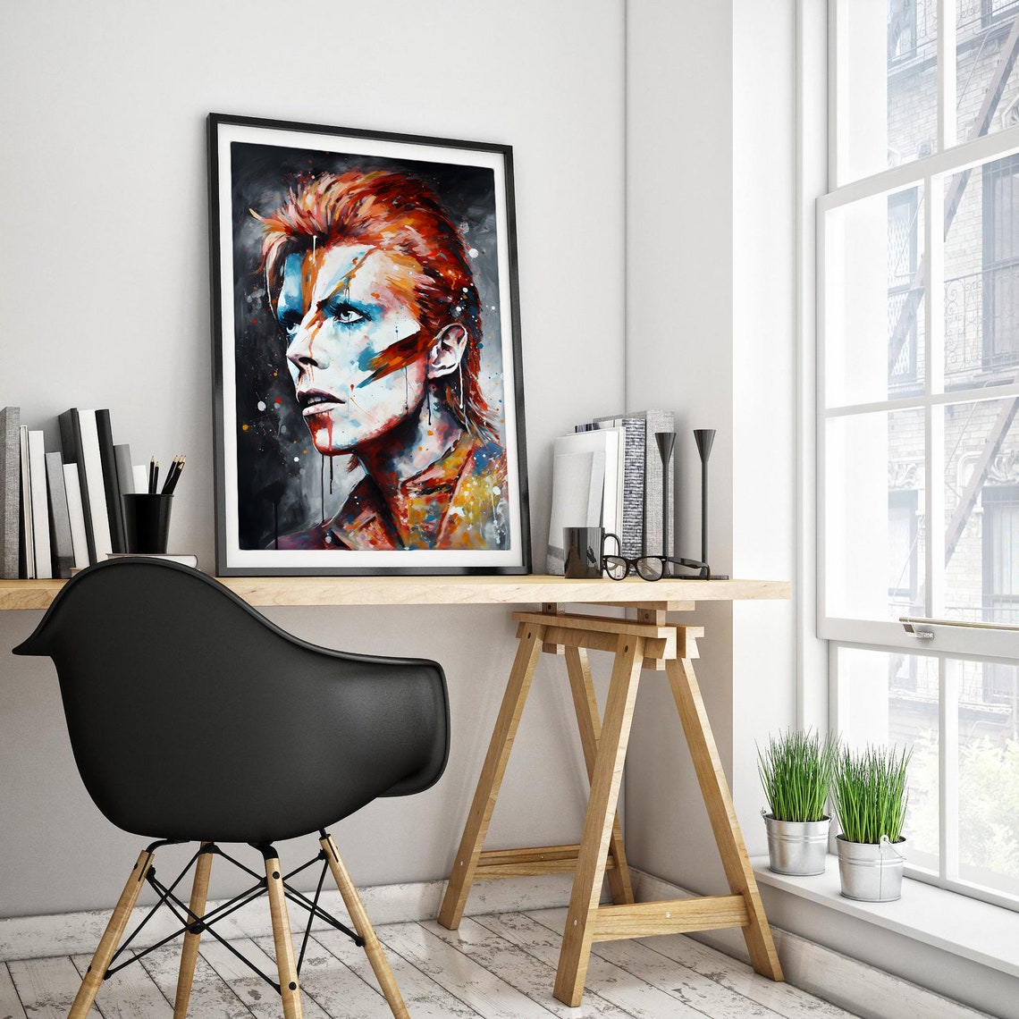 David Bowie Ziggy Stardust Striking Abstract Glam Rock Icon Poster - Image 3