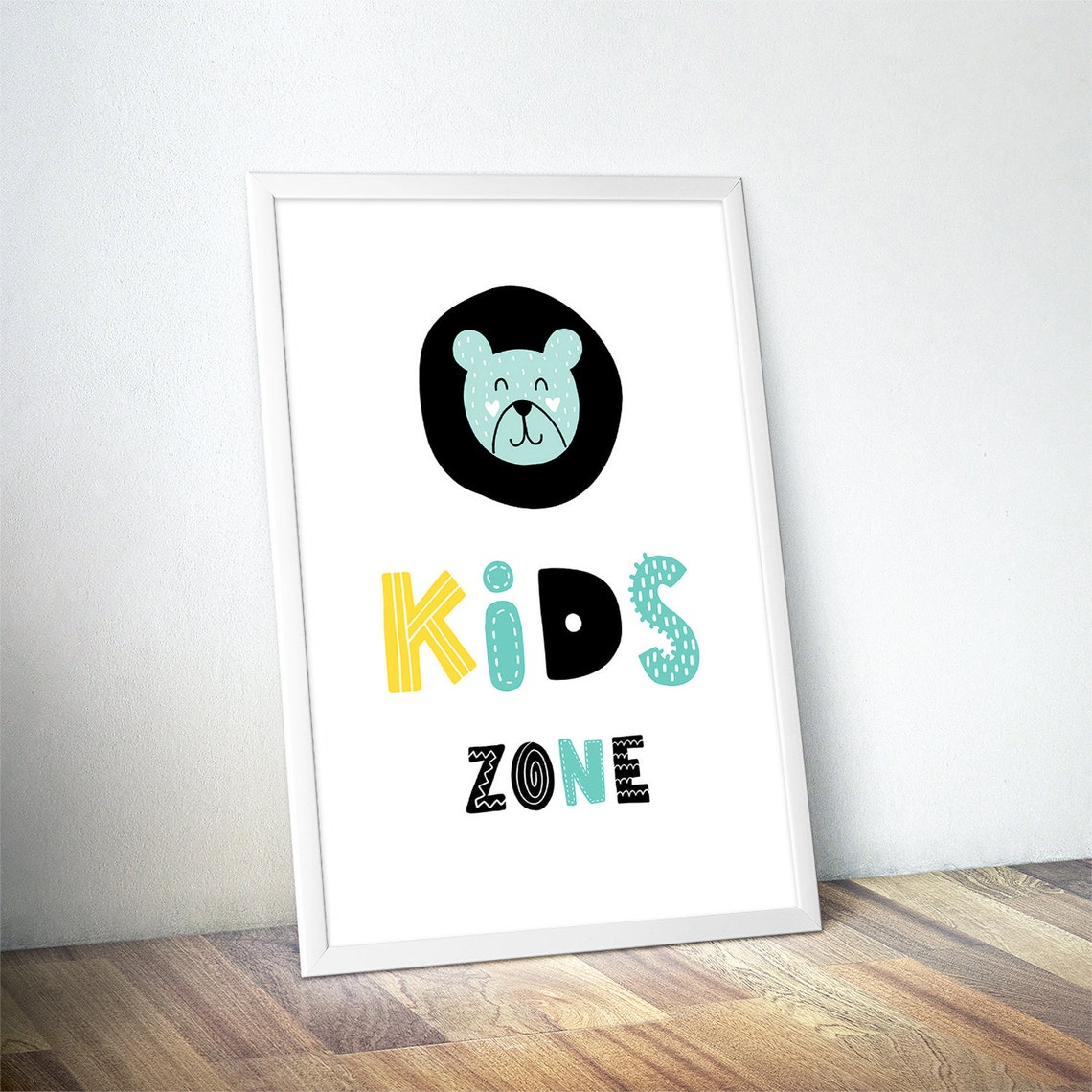 Kids Zone Bear Face Nursery Poster Minimalist Kids Room Wall Decor Art - Image 4