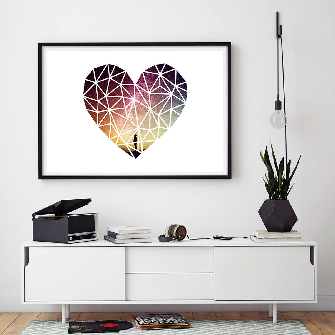 Galaxy Heart Geometric Love Poster Milky Way Stars Romantic Wall Decor - Image 3