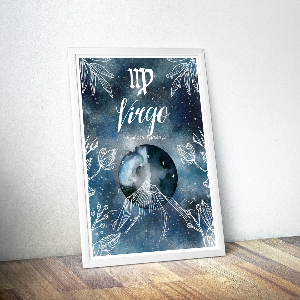 Virgo Zodiac Sign Celestial Watercolor Astrology Constellation Wall Art - Image 4