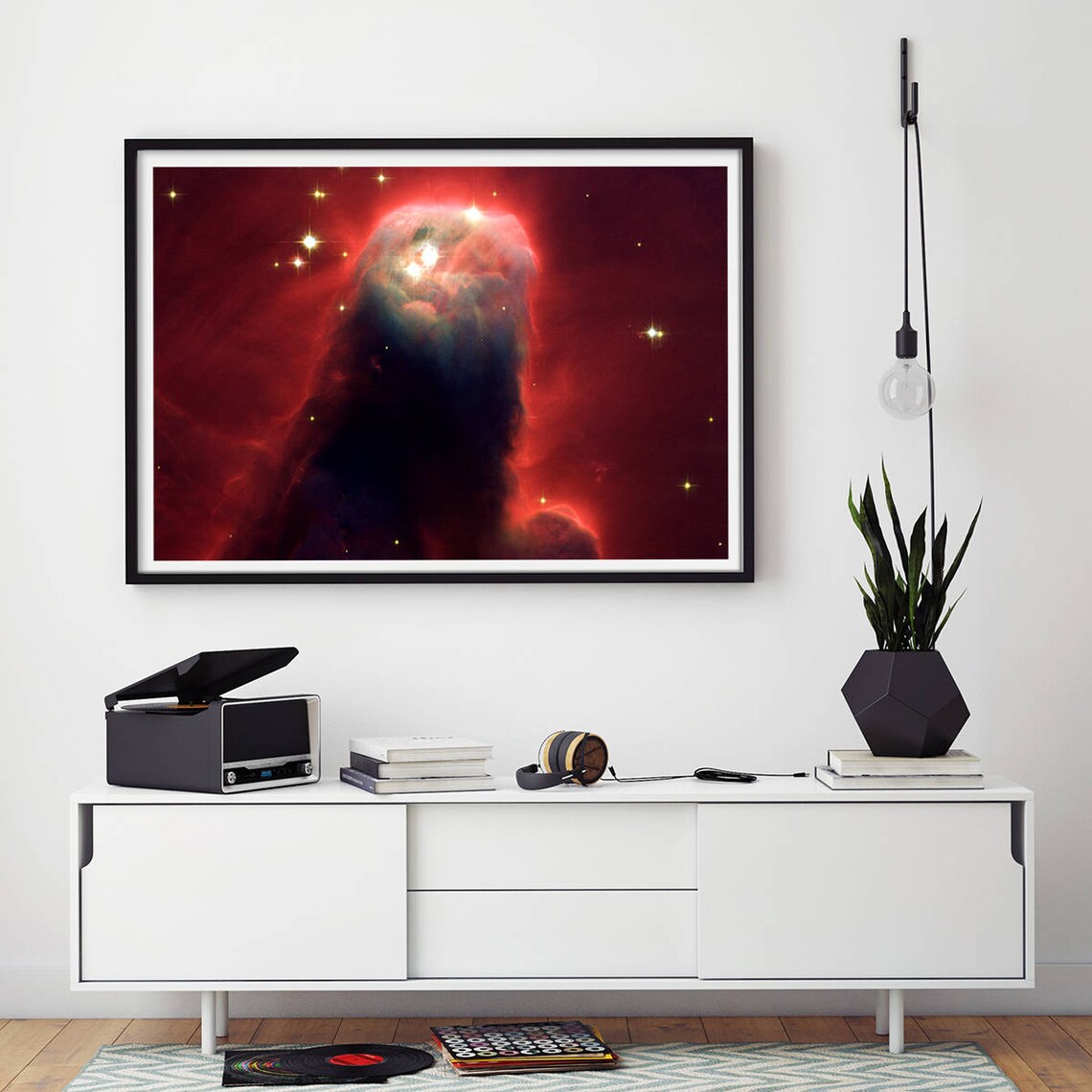 Hubble Telescope Red Nebula Space Poster Glowing Stars Astronomy Decor - Image 3