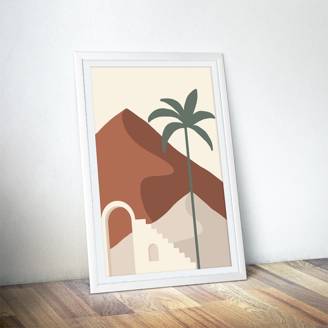 Terracotta Dune Palm Tree And Staircase Moroccan Boho Desert Poster - Image 4