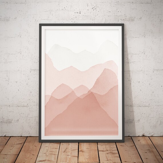 Watercolor Landscape Print No6 Mountain Contemporary Minimalist Wall Art Decor Ideas For Bedroom Kitchen Or Living Room