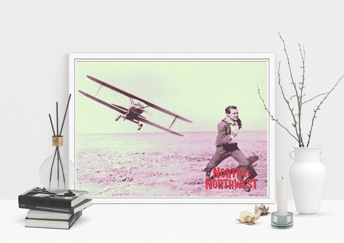 North By Northwest Hitchcock Movie Poster, Minimal Style - Image 2