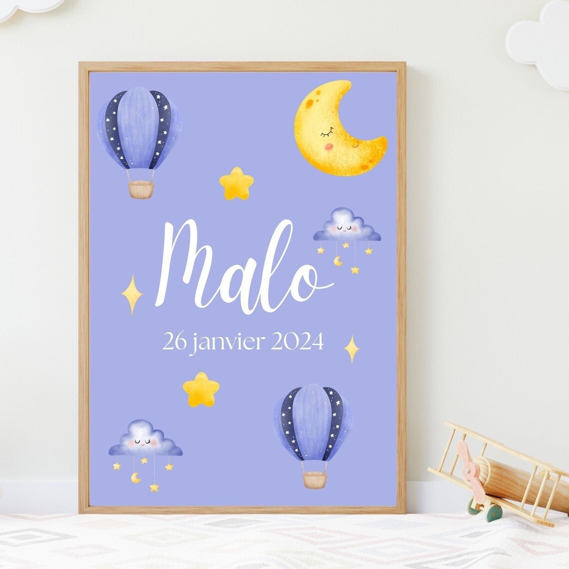 Personalized Night Sky Hot Air Balloon Baby Birth Keepsake Poster