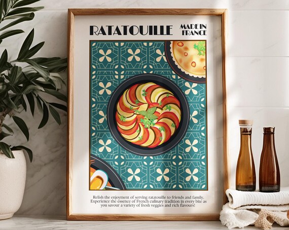 French Ratatouille Travel Poster, Food Art Print