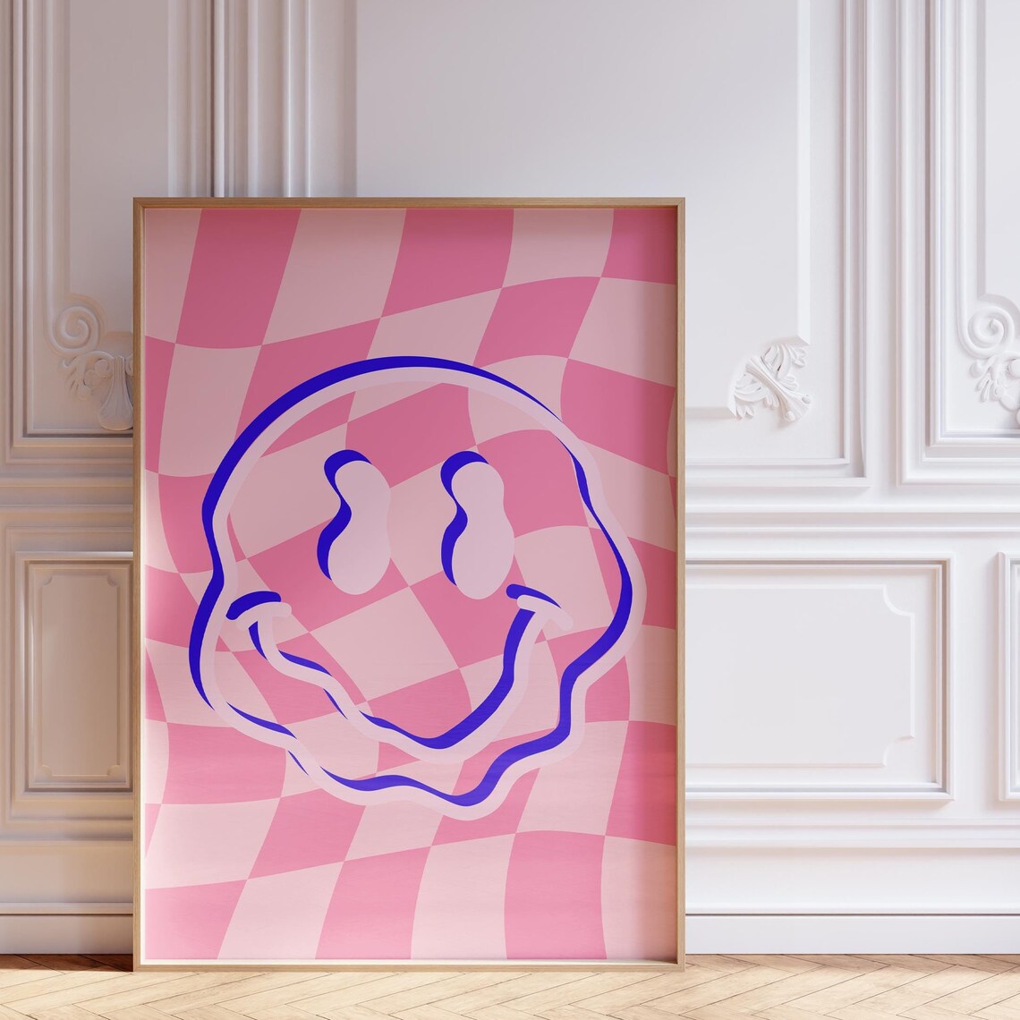 Smiley Dopamine Poster, Maximalist Wall Art Print