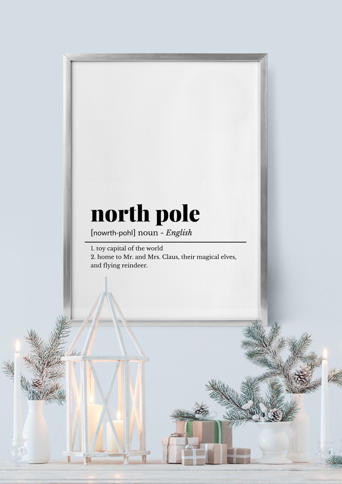 North Pole Definition Christmas Dictionary Santa Elves Wall Art - Image 5