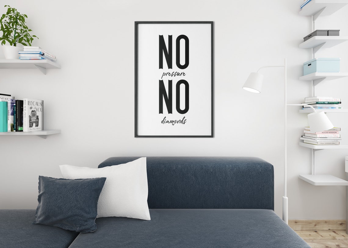 No Pressure No Diamonds Motivational Poster Inspirational Wall Decor - Image 3