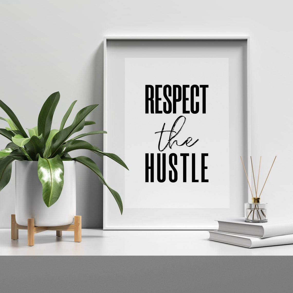 Respect The Hustle Bold Type Script Mixed Typography Office Poster - Image 4