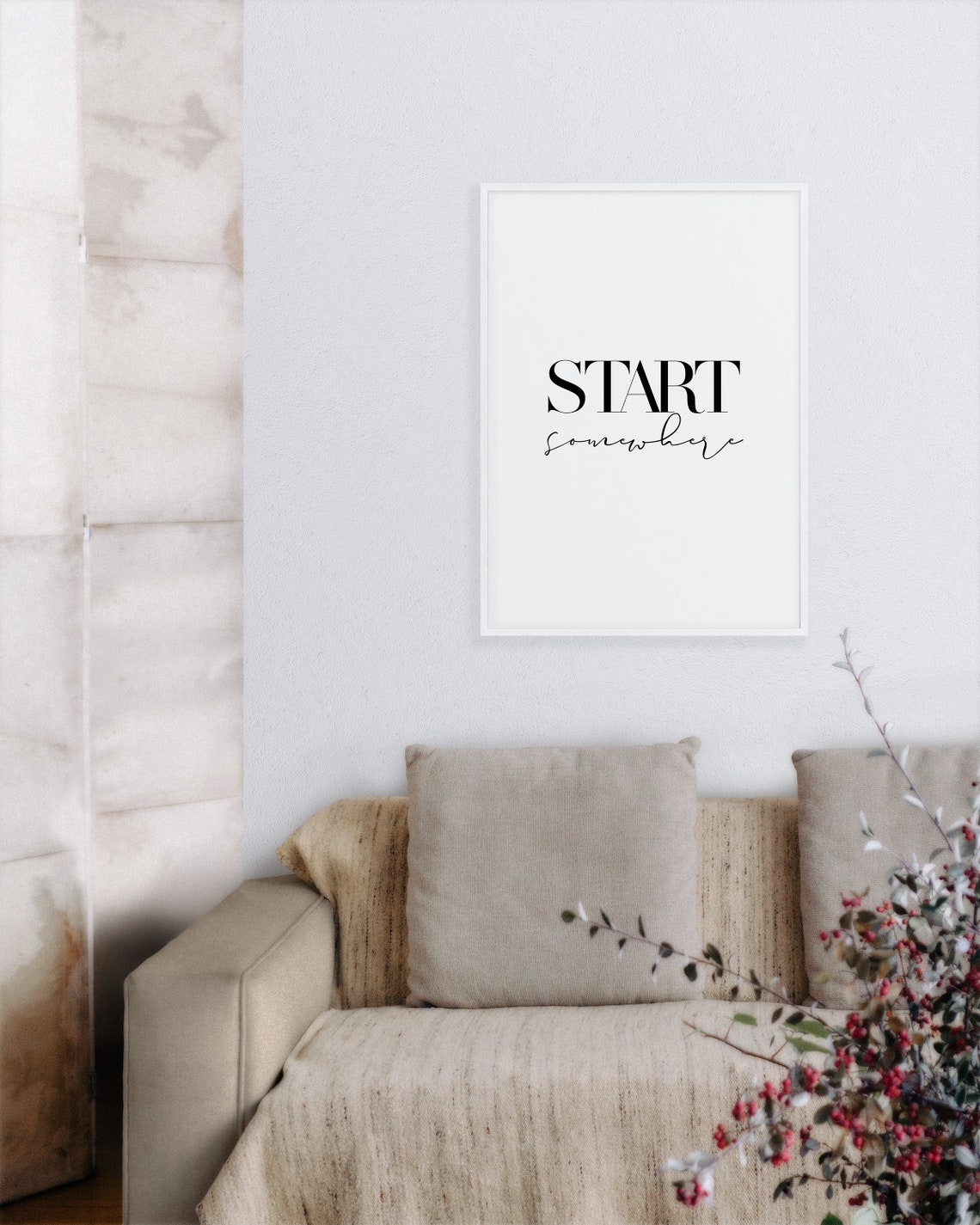Start Somewhere Quote Print Motivational Mixed Typography Wall Decor - Image 3