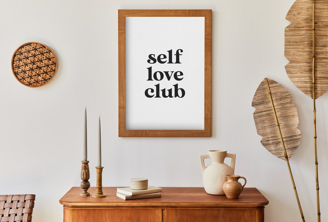 Self Love Club Positive Affirmation Black Typography Wall Poster - Image 4
