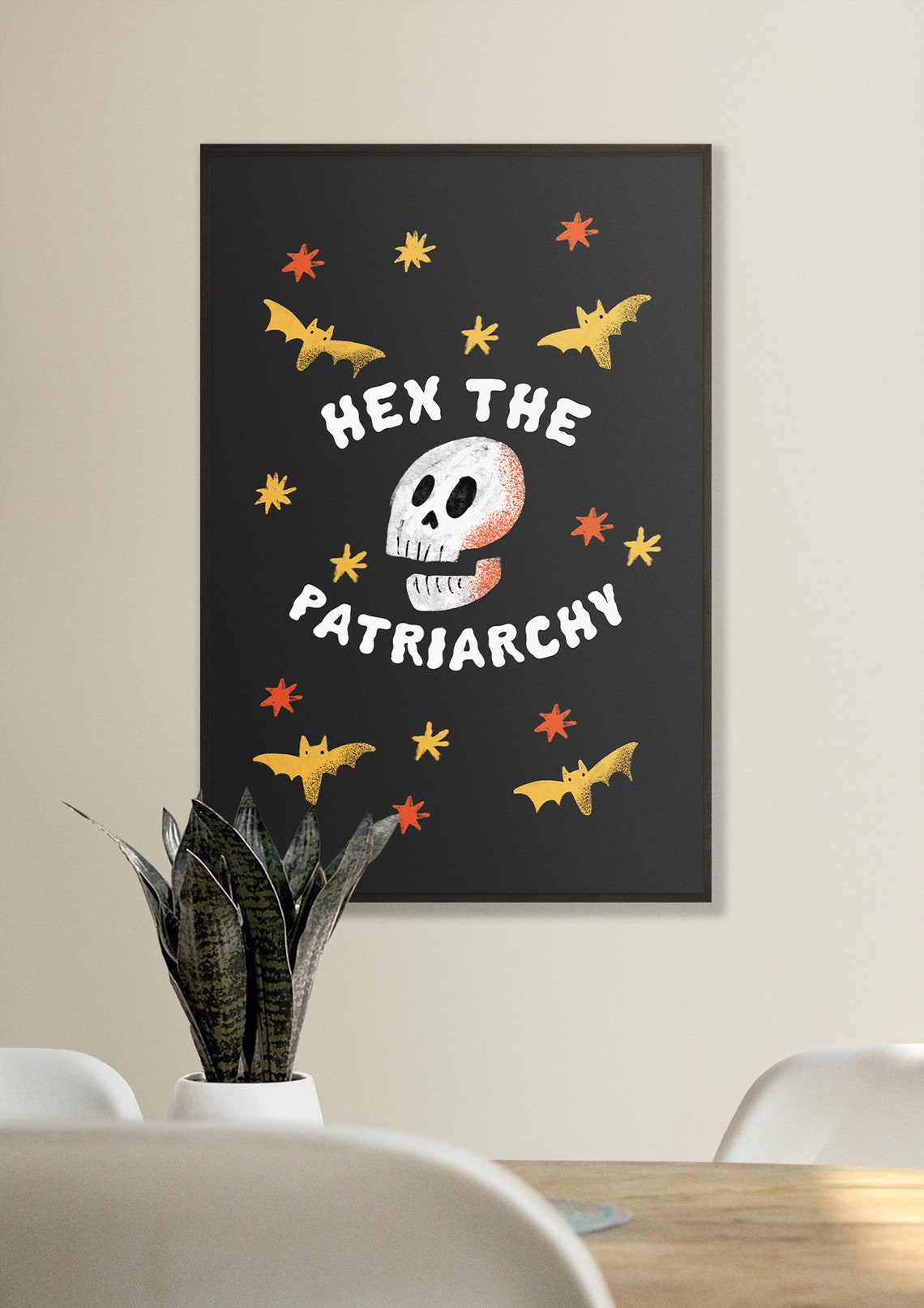 Hex the Patriarchy Skull Feminist Spooky Halloween Wall Poster - Image 5