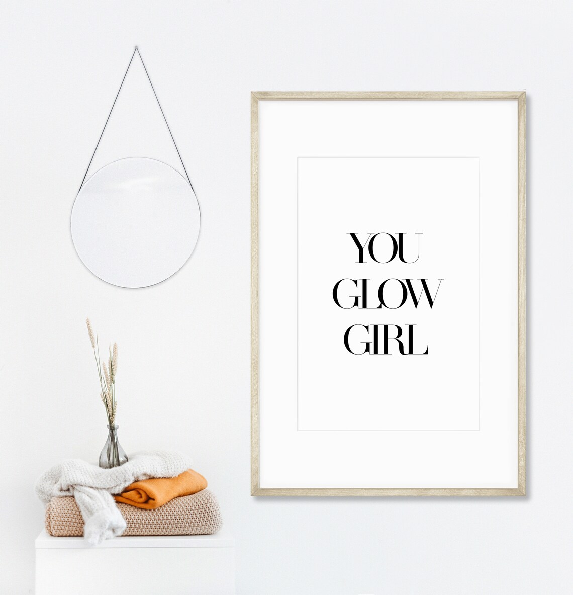 You Glow Girl Chic Black Serif Feminist Empowerment Quote Poster - Image 2