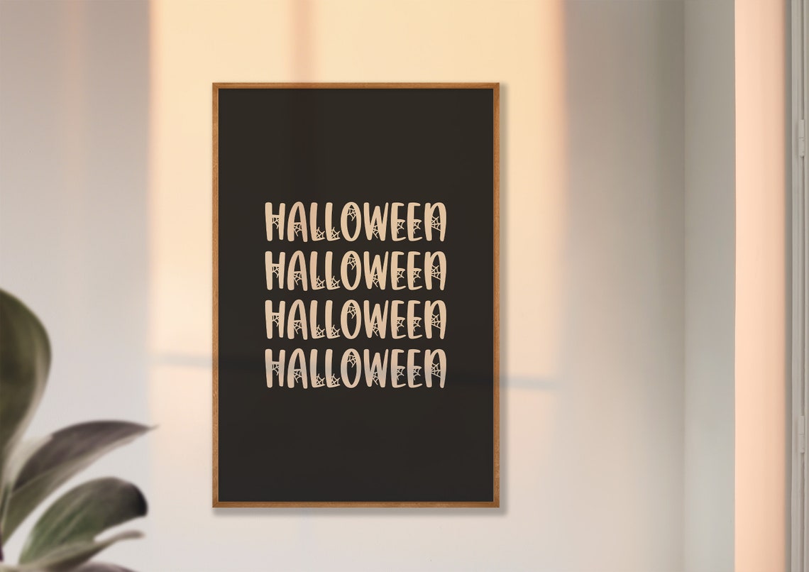 Halloween Repeated Spiderweb Lettering Fun Party Wall Poster - Image 2