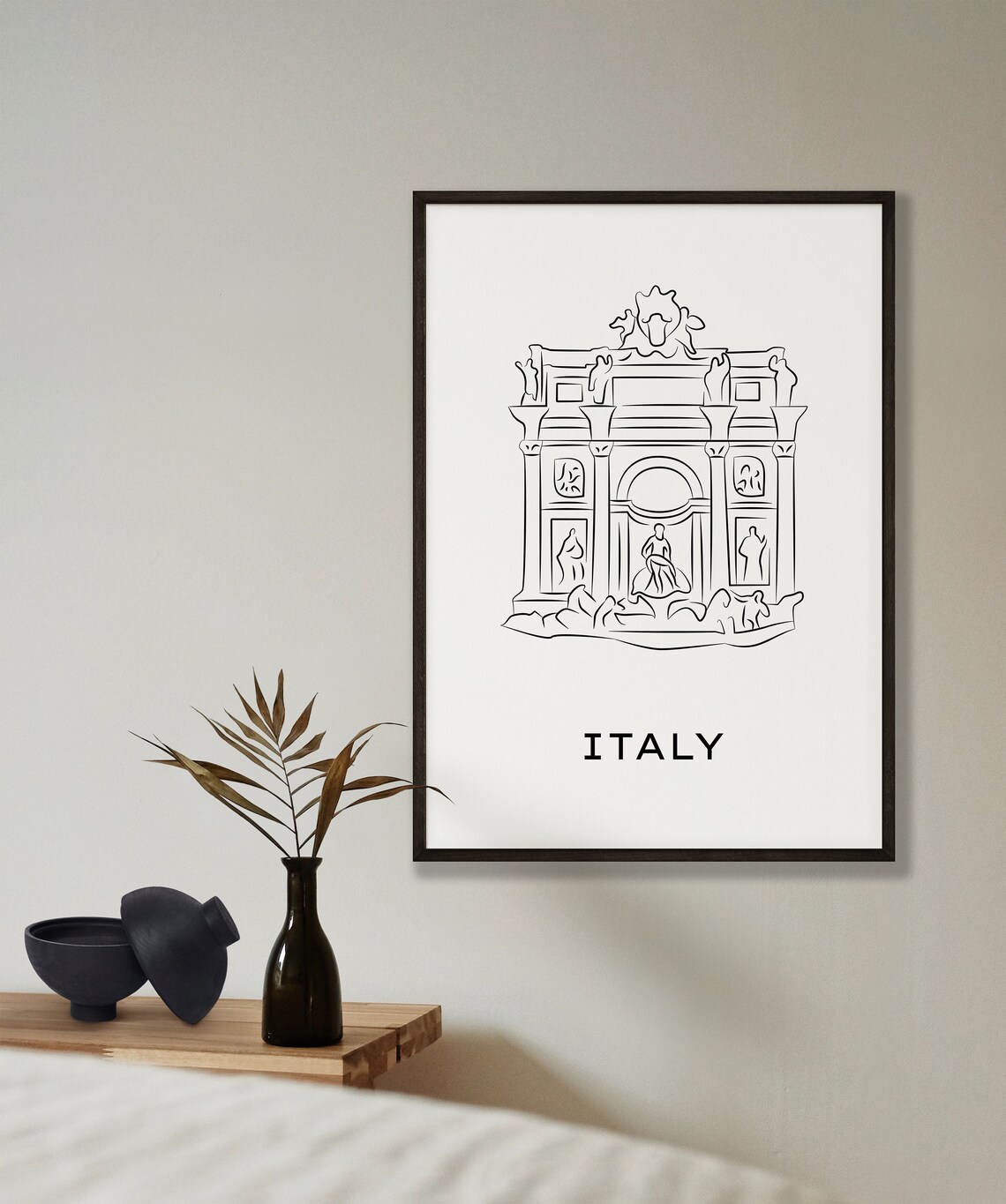 Italy Trevi Fountain Line Art Minimalist Rome Landmark Travel Poster - Image 2