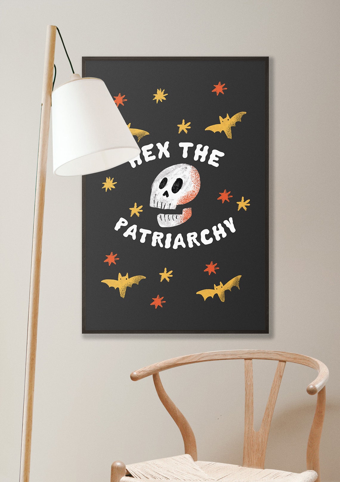 Hex the Patriarchy Skull Feminist Spooky Halloween Wall Poster - Image 4