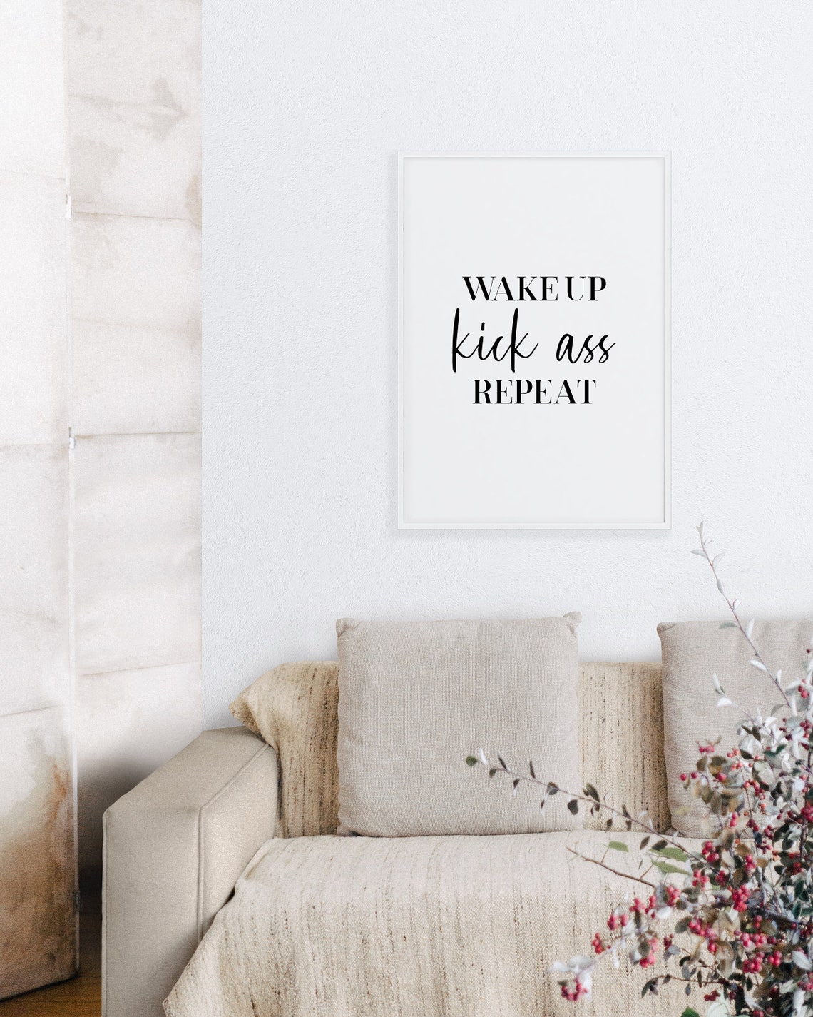 Wake Up Kick Ass Repeat Bold Motivational Morning Desk Poster - Image 5