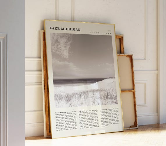 Lake Michigan Print Great Lakes Wall Art Serene Coastal Poster Gift For Nature And Travel Lovers
