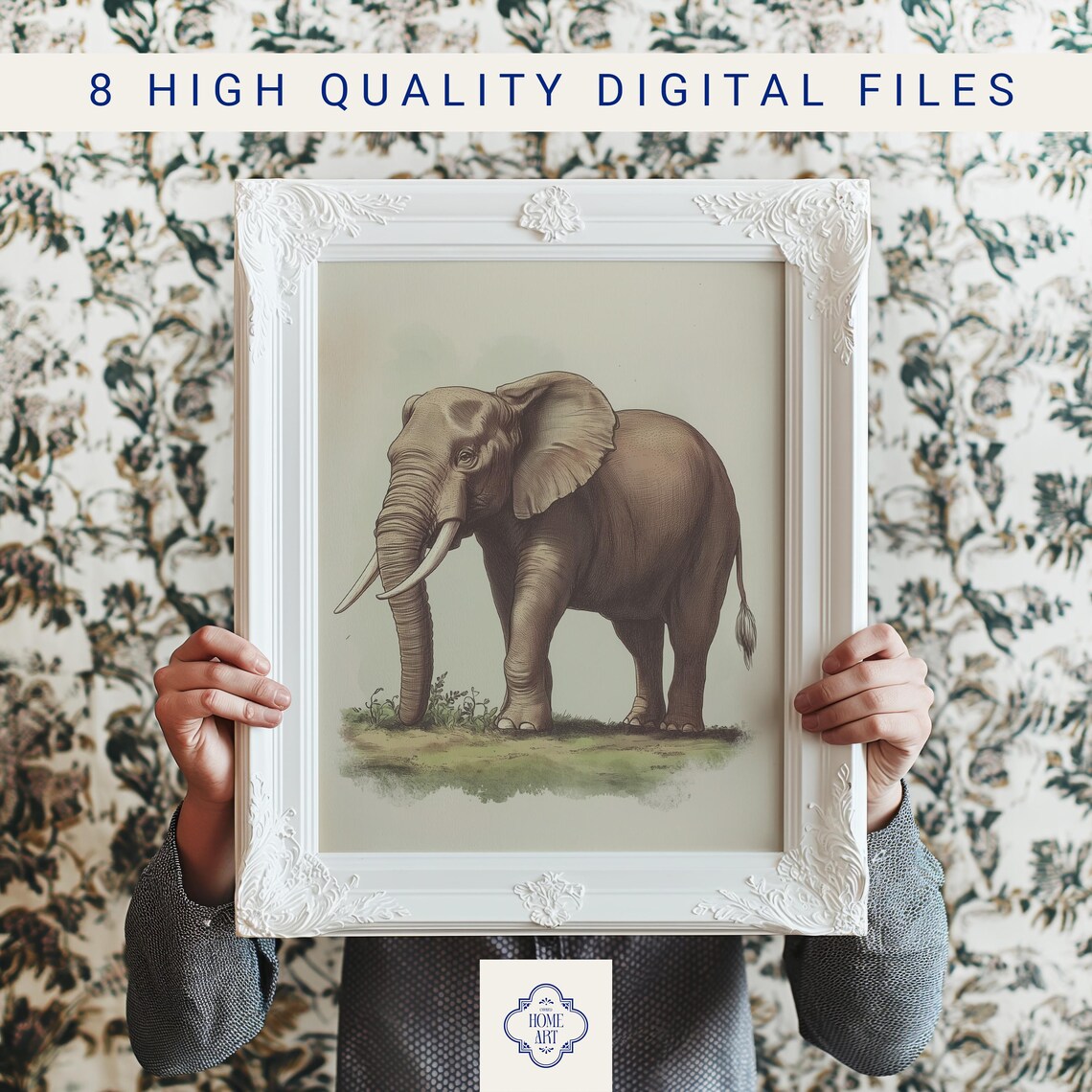 Elephant Safari Animal Nursery Vintage Kids Wildlife Art Poster - Image 3