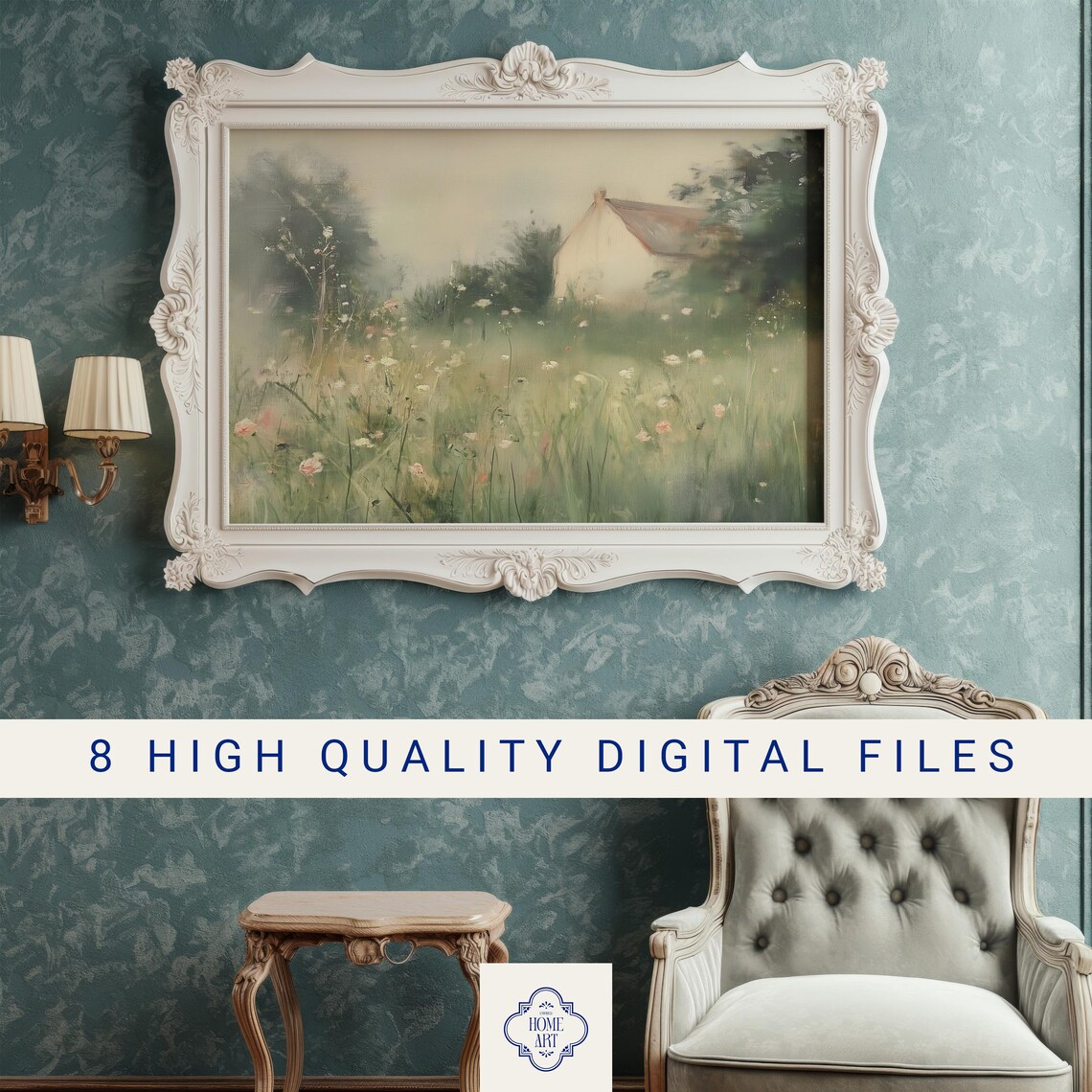 Cottage Flower Garden Meadow Painting Spring Countryside Farmhouse Poster - Image 3