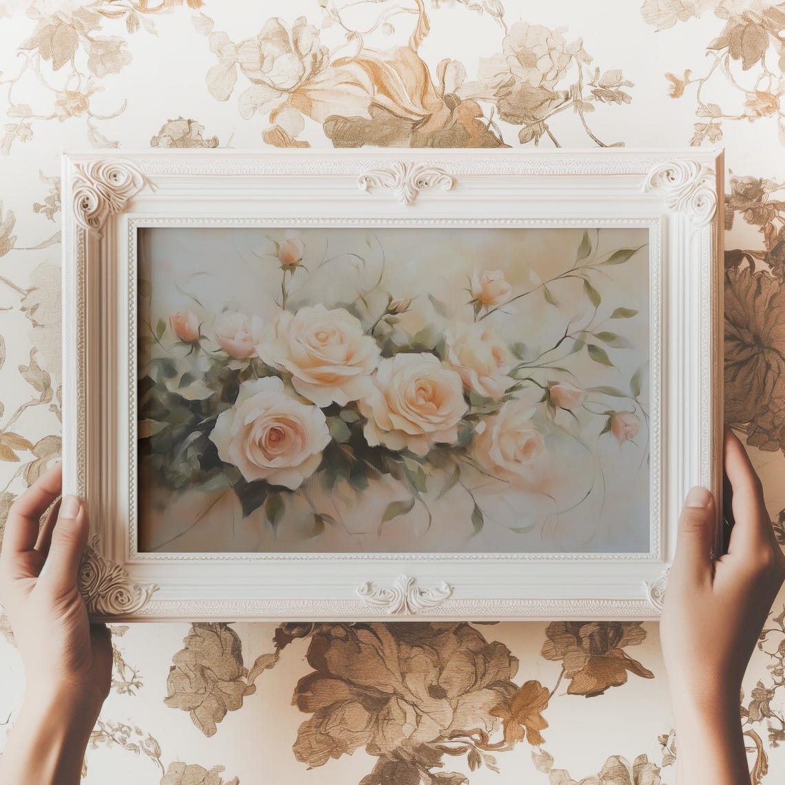 Blush Rose Bouquet Soft Watercolor Floral Romantic Nursery Wall Art