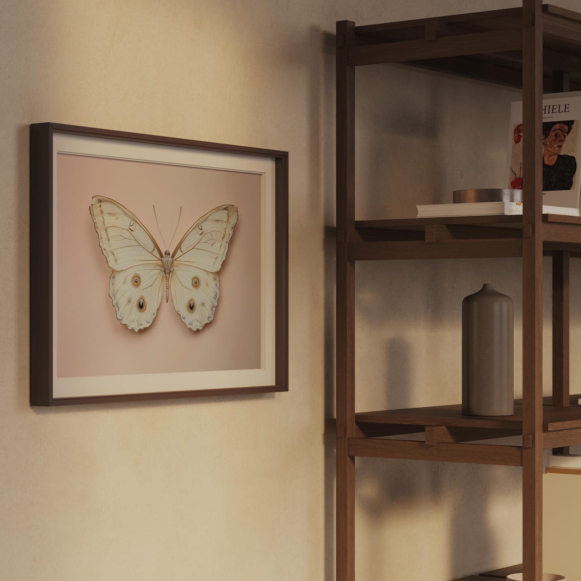 White Butterfly Neutral Insect Specimen Blush Vintage Art Poster - Image 2