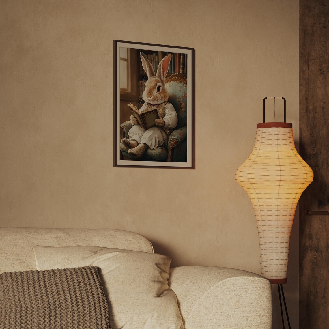 Vintage Easter Bunny Reading Art Print, Antique Bunny - Image 2