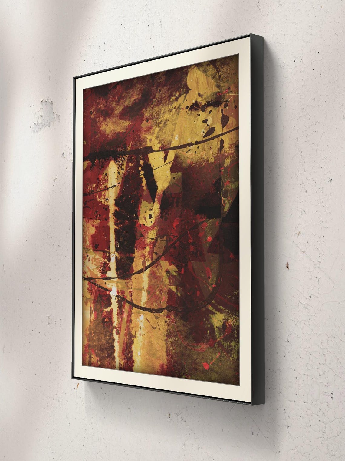Abstract Nature Mixed Media With A Blend Of Gold Red And Black Textured Layers Organic Forms Of A Desert Landscape - Image 2