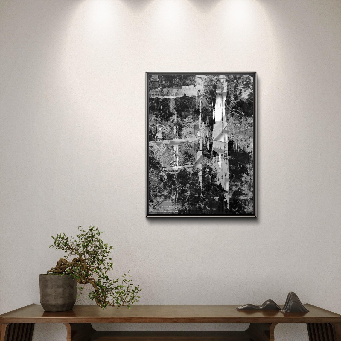 Black And White Abstract Painting, Heavy Texture