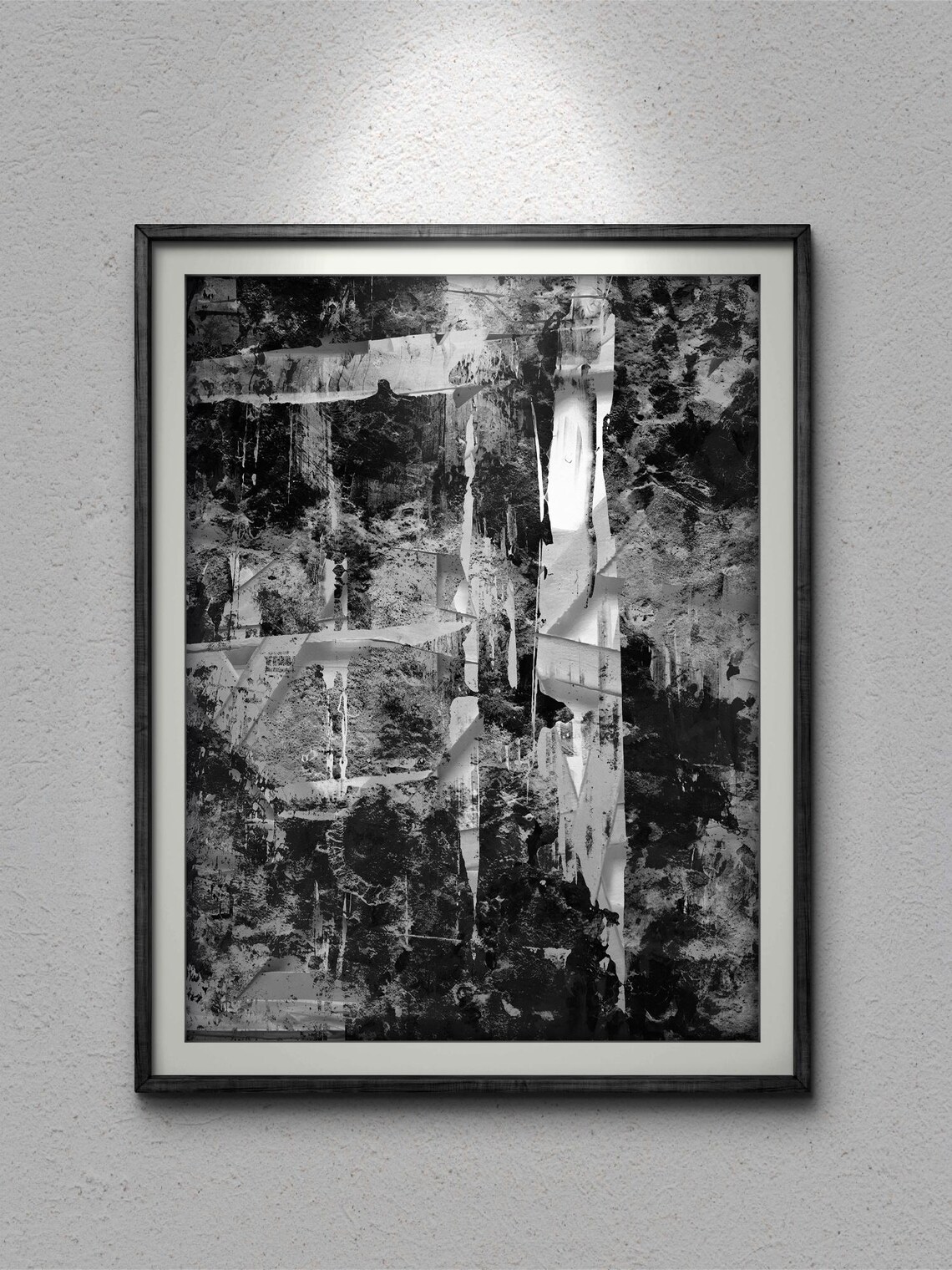 Black And White Abstract Painting, Heavy Texture - Image 3