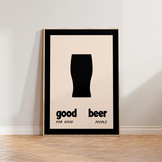 Retro Beer Kitchen Print Man Cave Wall Art Mid Century Modern Bar Good Vintage Style Decor