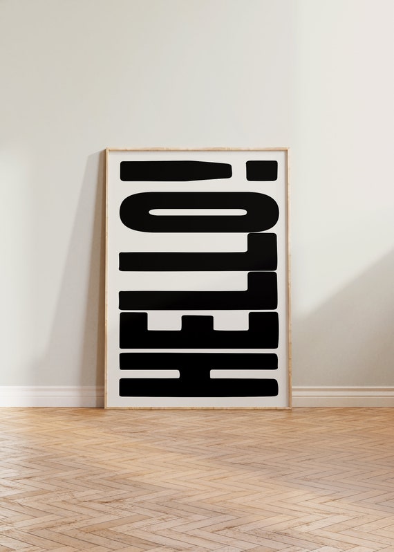Hello Bold Typography Poster, Eclectic Retro Style