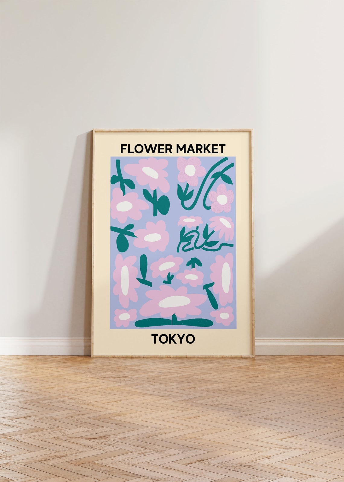 Tokyo Flower Market Pink Daisy Poster Fresh Floral Home Decor Art