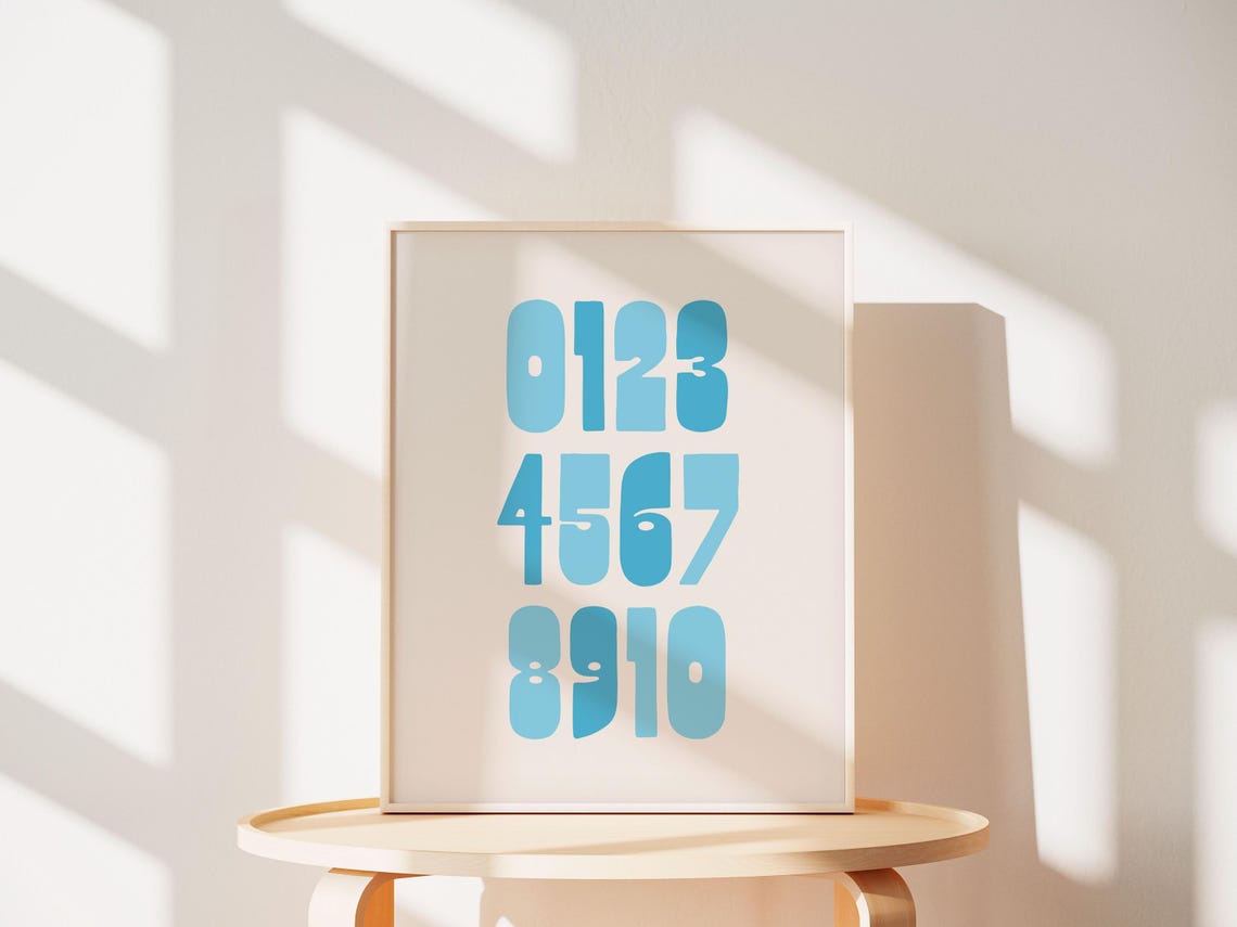 Blue Number Chart 0 To 10 Chunky Bold Kids Learning Wall Poster - Image 5
