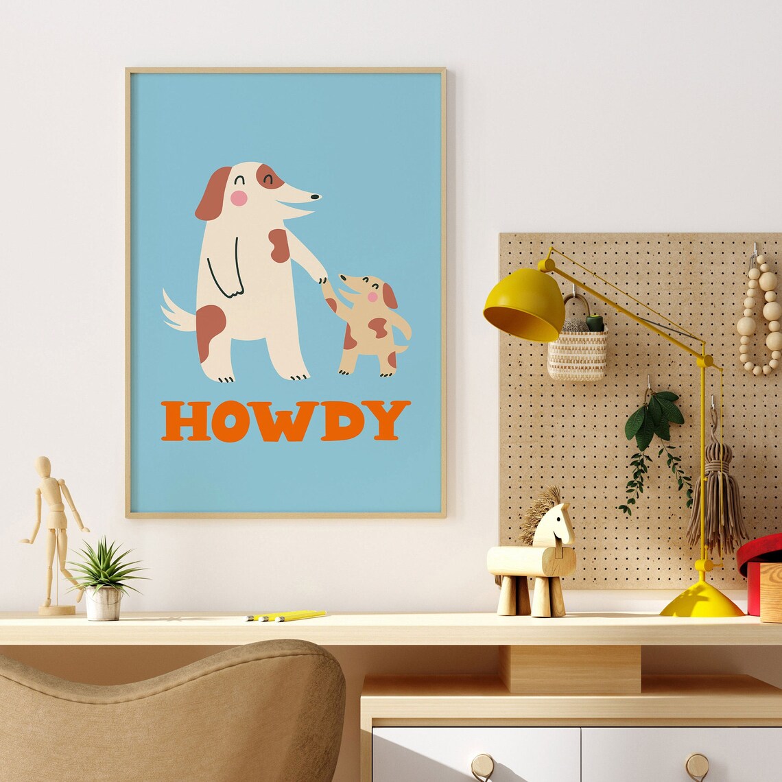 Howdy Dog Kids Room Cute Animal Art Print - Image 4