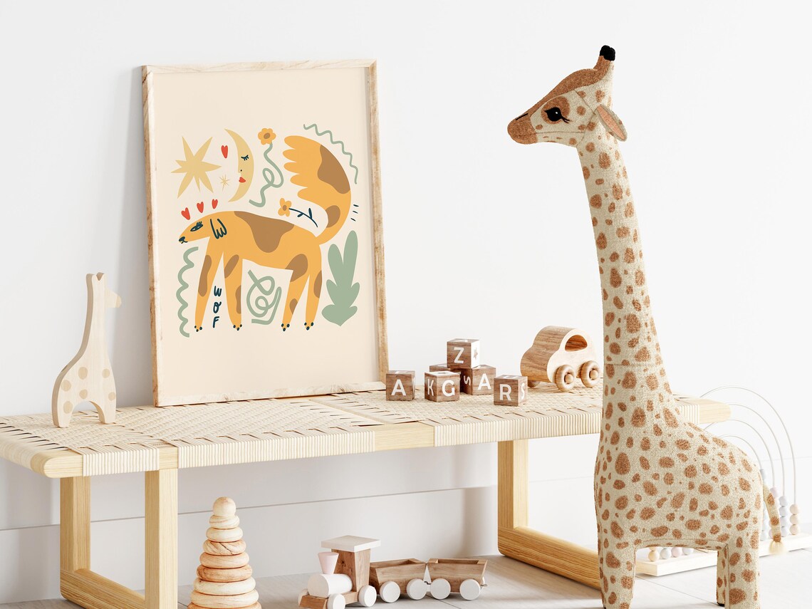 Funky Dog Print, Boho Kids Room Art Print - Image 2