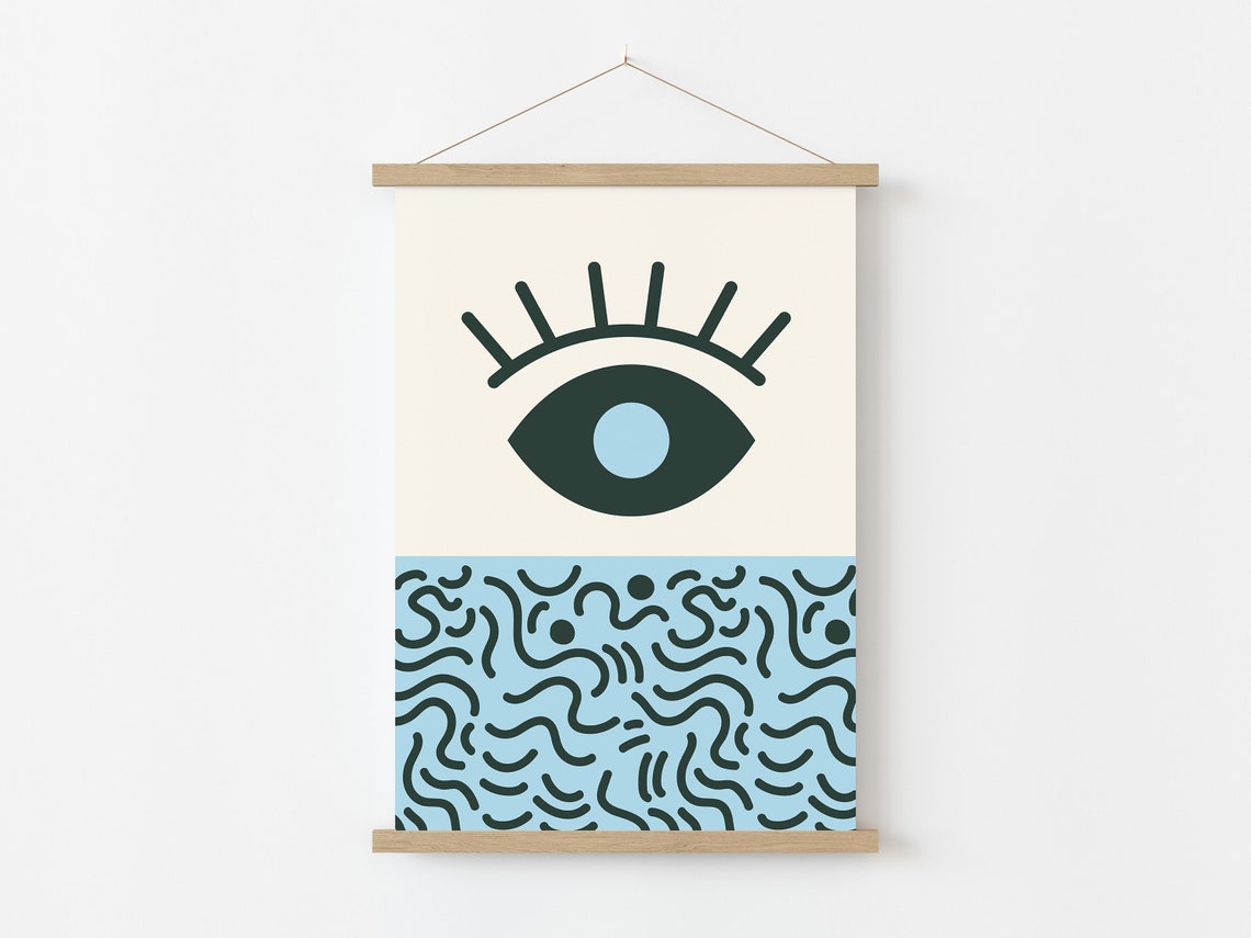 Abstract Kids Art Print Retro Playroom Poster Cool Wall Art For Toddlers Blue Nursery Decor Colorful Doodle Drawing - Image 2