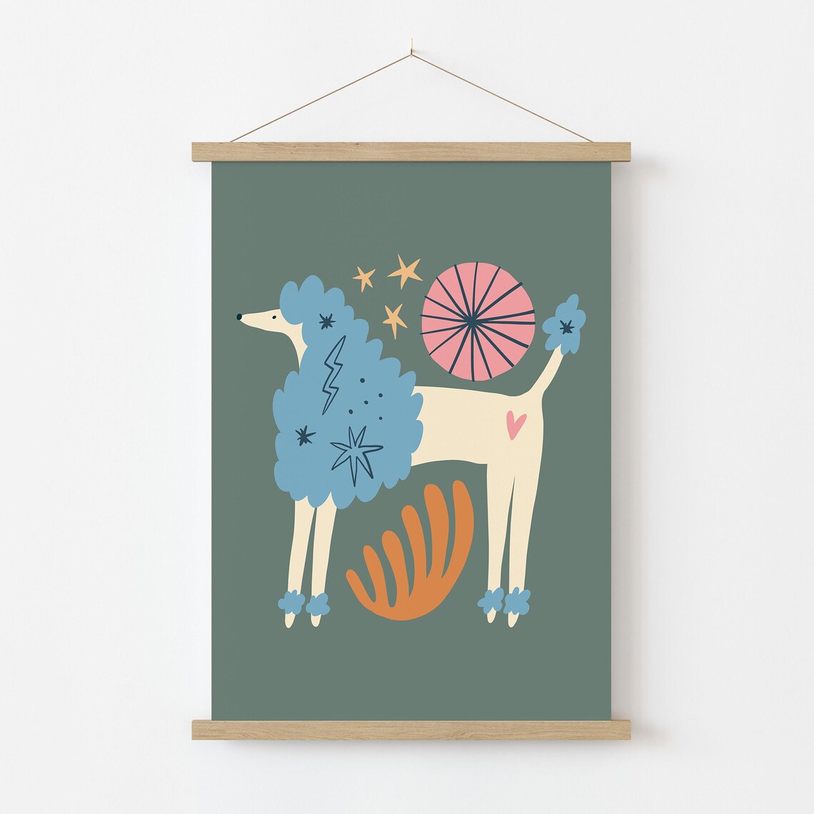 Boho Quirky Poodle Print, Retro Kids Decor Art Print - Image 2