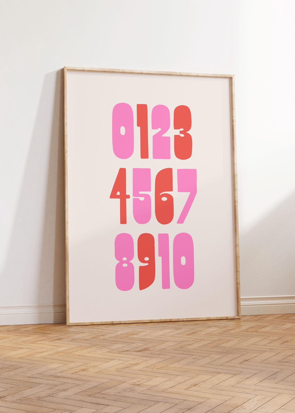 Pink Number Chart 0 To 10 Chunky Bold Kids Learning Wall Poster - Image 3